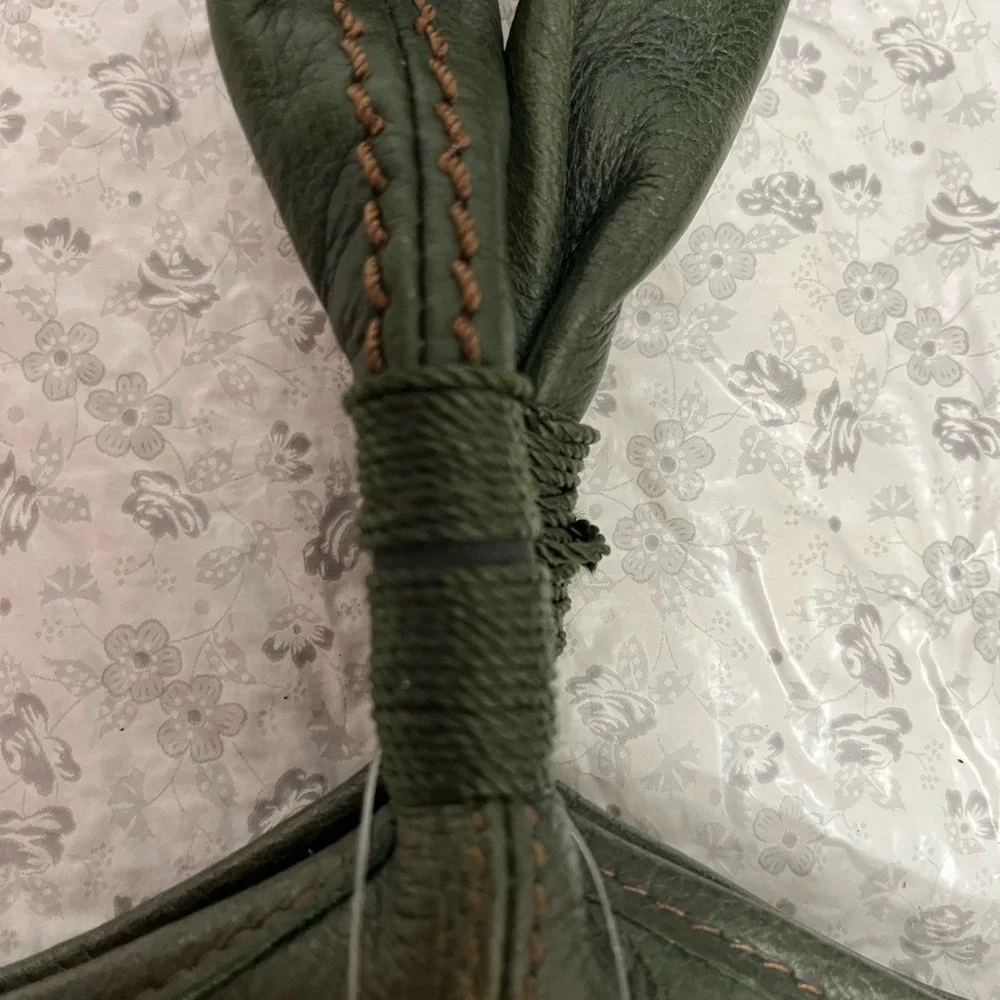 Olive green leather shoulder bag by The Sak